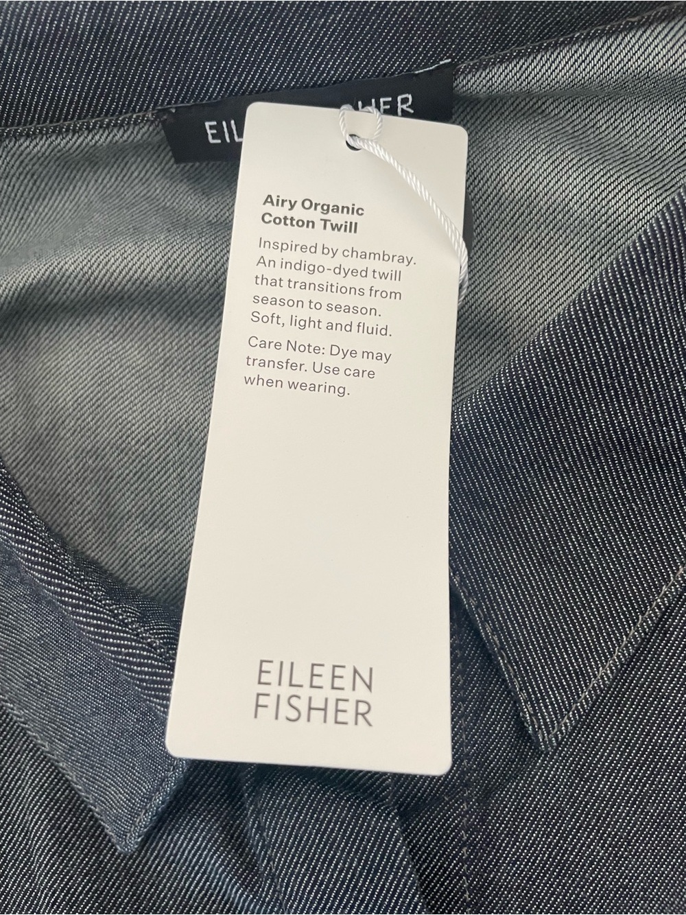 Eileen Fisher Airy Organic Cotton Twill Classic Collar Denim Shirt Size 1X - Picture 6 of 9